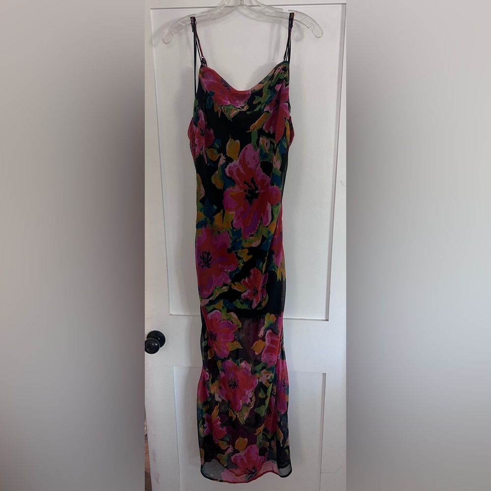 URBAN OUTFITTERS Floral Strappy Cowl Neck Dress